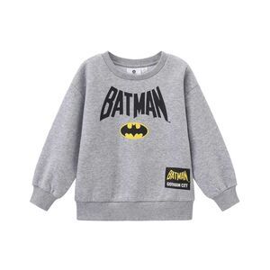 Batman Boys Crew Logo Brushed Back Crew Neck Sweatshirt / Black/Yellow